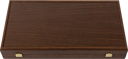 Manopoulos Wenge Wooden Checkers & Dice for Backgammon Handmade Brown 17cm