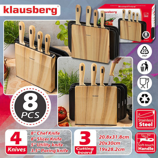 Klausberg Klausberg Rostfreier Stahl Kochgeschirr-Set Mit Ständer 8 Stück Braun