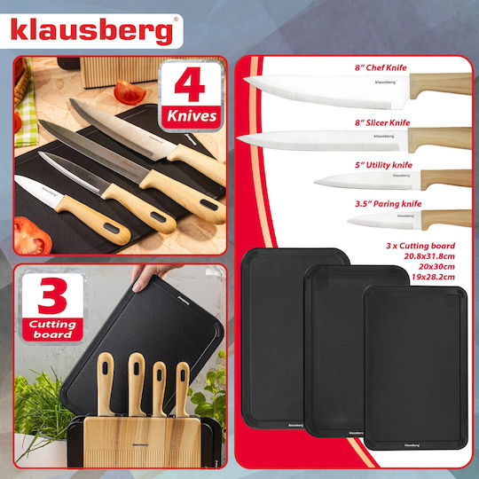 Klausberg Klausberg Rostfreier Stahl Kochgeschirr-Set Mit Ständer 8 Stück Braun