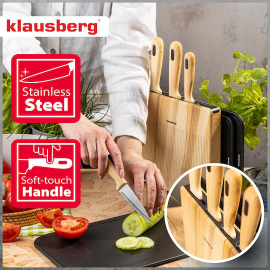 Klausberg Klausberg Rostfreier Stahl Kochgeschirr-Set Mit Ständer 8 Stück Braun