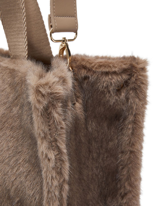 Damen Tote Tasche Mit Fell Braun