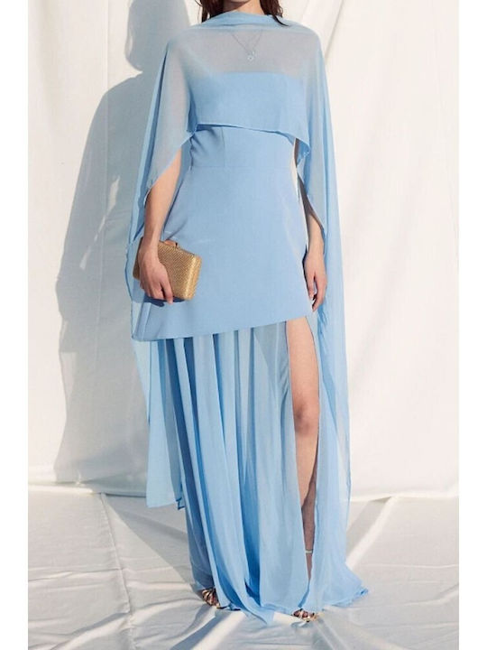 Summer Maxi Dress for Wedding and Christening Strapless Sky