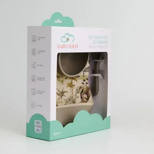 Baby Cloud Silicone Feeding Set with Anti-Slip Base 4 Pcs
