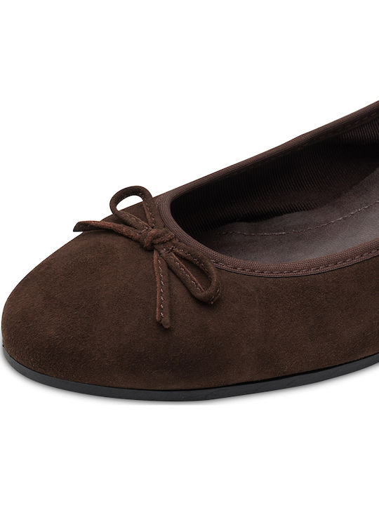 Wildleder Damen Ballerinas in Braune Farbe