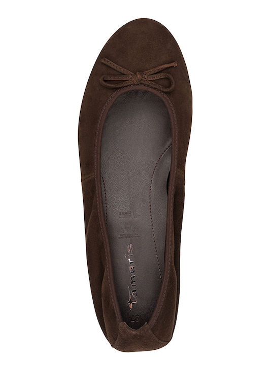 Wildleder Damen Ballerinas in Braune Farbe