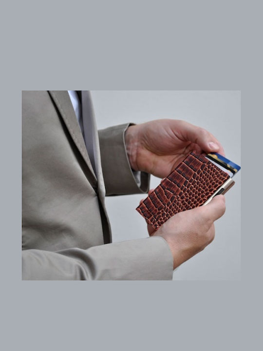 Click & Slide Men's Wallet with RFID Brown