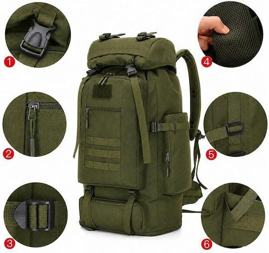 Military Backpack from Polyester Green 100lt