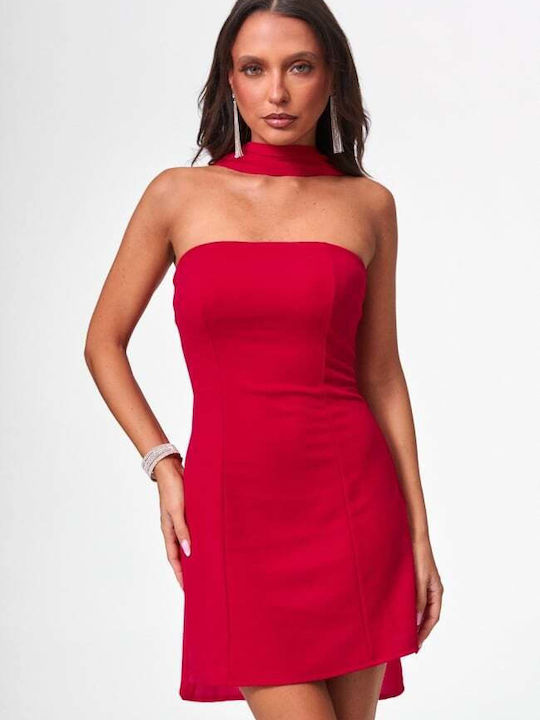 Summer Mini Evening Strapless Red Dress