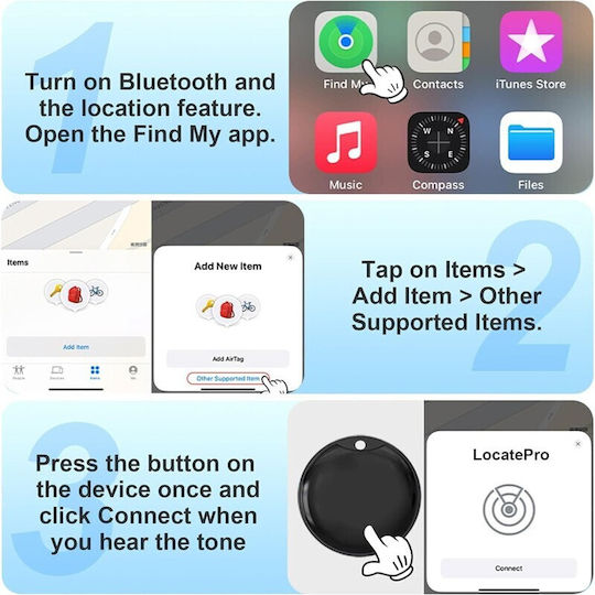 XD-2604 Compatibil cu Apple Find My și Google Find Hub Negru