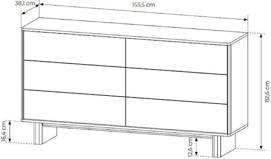 Comodă de Dormitor Din Lemn Nabu Nuanță de Lemn 154x38x83cm