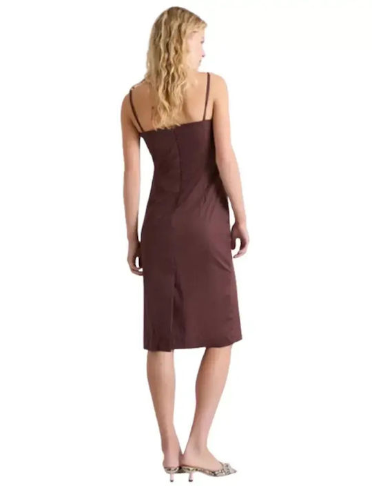Summer Midi Dress for Wedding / Christening Brown