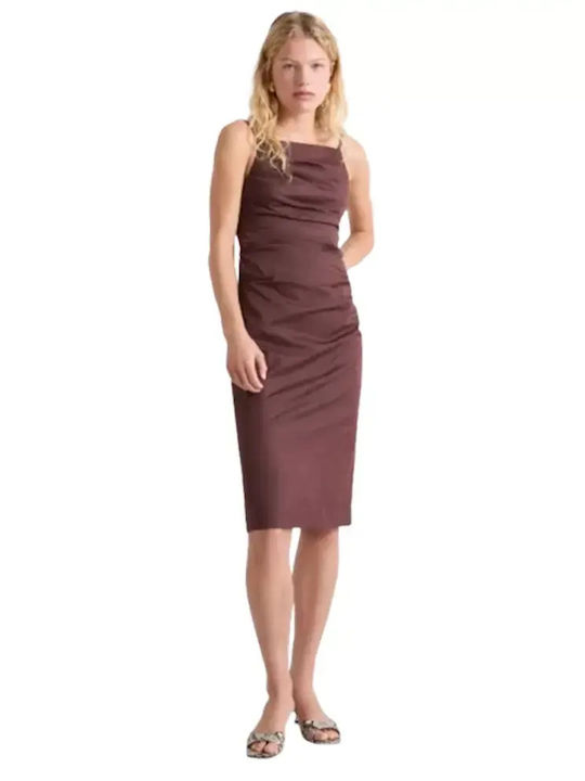 Summer Midi Dress for Wedding / Christening Brown