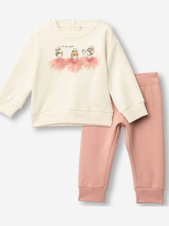 Kids Sweatpants Set Ecru