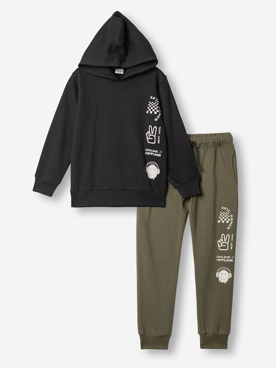 Kids Tracksuit Black-Khaki 2 Pieces