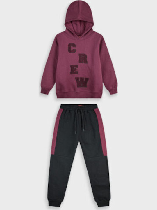 Kids Sweatpants Set Burgundy 2 Pieces