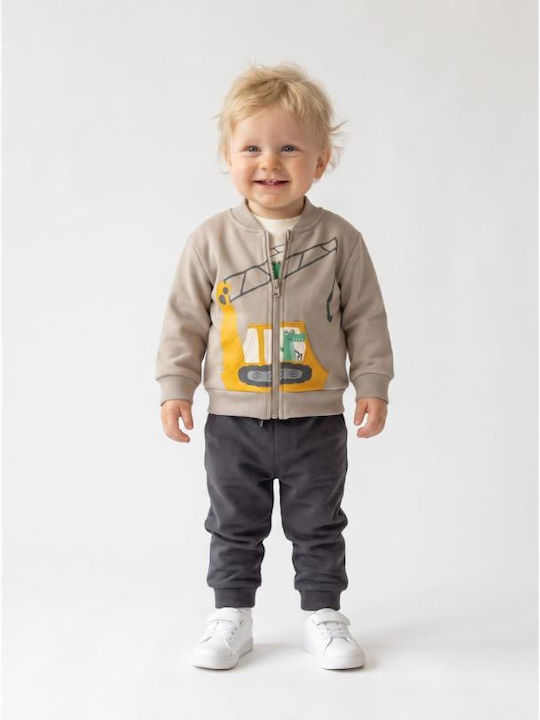 Kids Sweatpants Set Beige 3pcs