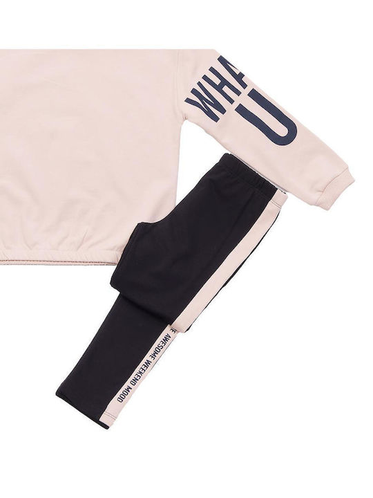 Kids Tracksuit Set With Top Beige 3 Pieces
