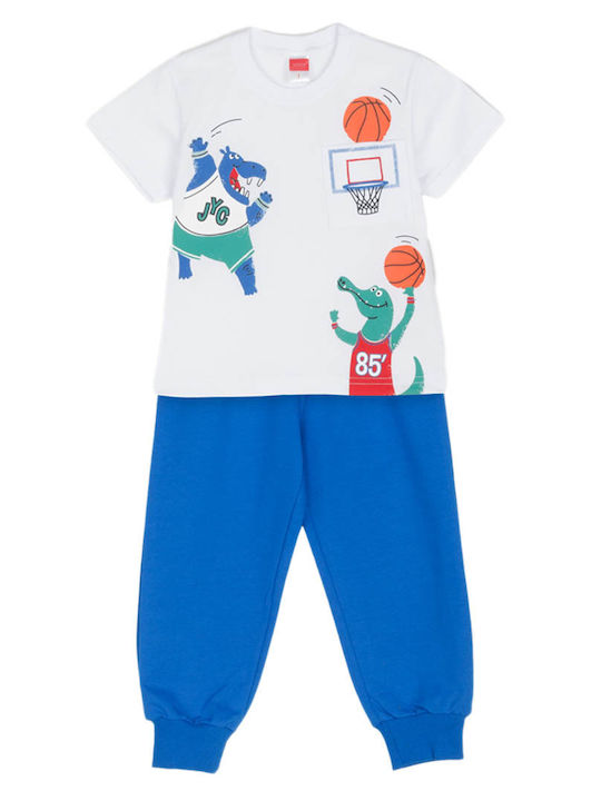 Kids' Set with Pants Summer 2pcs White - Royal Blue