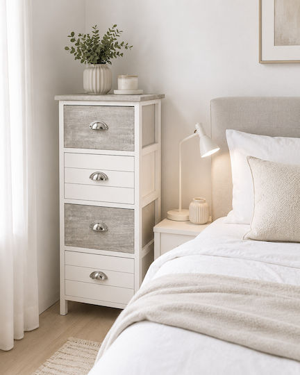 Storage Chest Wooden with 4 Drawers W37.5xD27.5xH89.5cm
