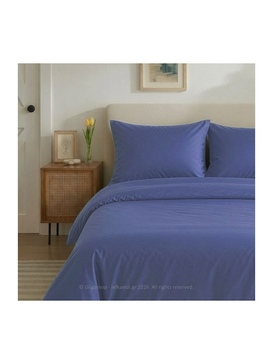 Casa Colori Sheet Sets Double with Elastic 140x200+30cm. Blue 4pcs
