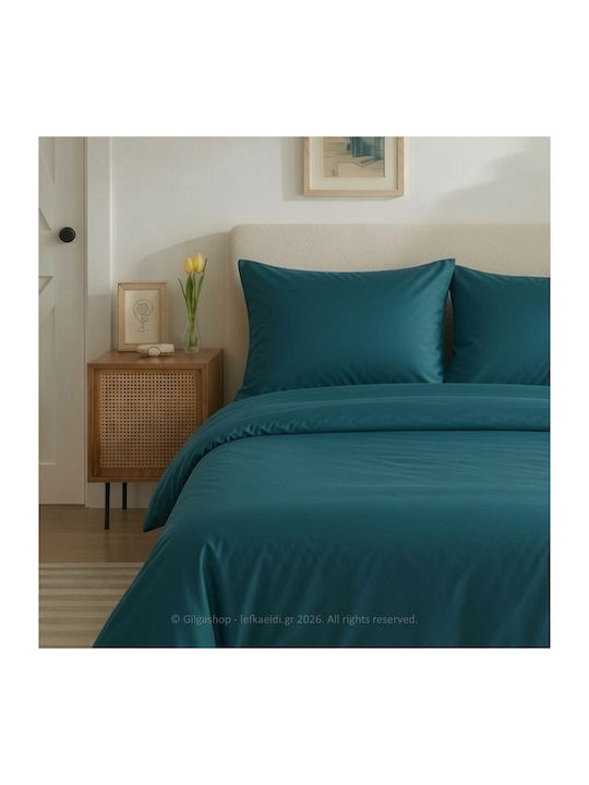 Casa Colori Bettwäsche-Set Doppel mit Gummiband 140x200+30cm. Marineblau 4Stück