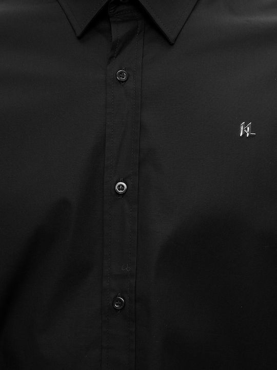 Short Sleeve Denim Shirt in Regular Fit Black