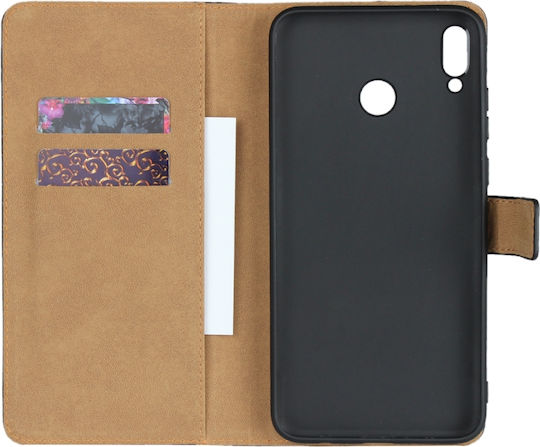 Klappbare Leder / Silikon Brieftasche Schwarz (Honor 8X)