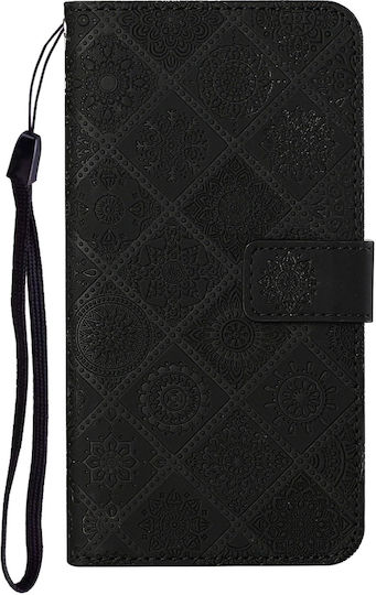 Erhabenes Muster Brieftasche Leder / Synthetisches Leder / Silikon Schwarz (Honor 8X)