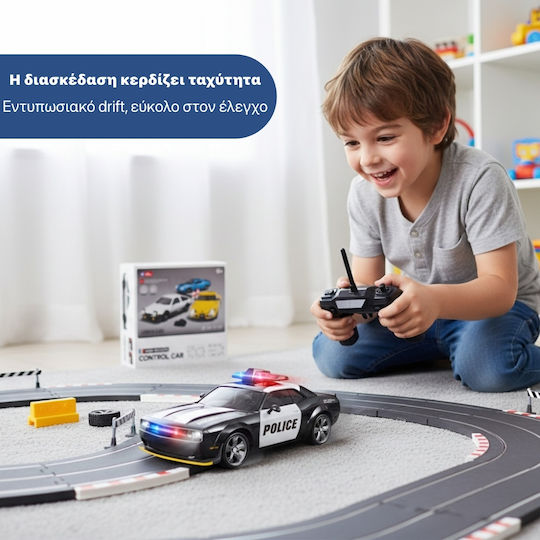 Mașină Teleghidată Rc Drift Mașină De Poliție 1:24 2.4ghz Tracțiune Integrală 2 Seturi De Anvelope Viteză Drift Obstacole Incluse Baterie Reîncărcabilă Cadou Ideal Jucărie Pentru Copii Adulți Neagră