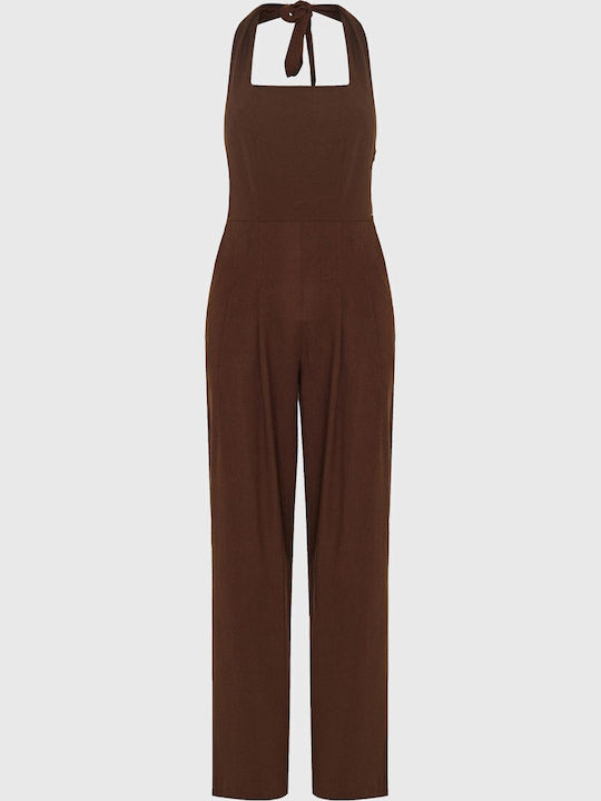 Women's Linen Sleeveless Jumpsuit Brown