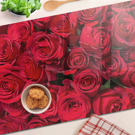 Tulup Επιφάνεια Κοπής Γυάλινη Κόκκινη 80x52cm