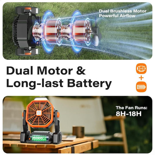 Roza Ventilator Elektrisch / USB und Powerbank Orange
