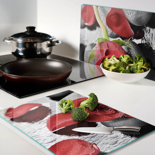 Tulup Σετ Επιφάνεια Κοπής Γυάλινη Κόκκινη 52x40cm 2τμχ
