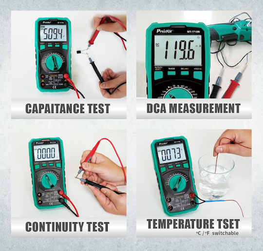 Proskit Digital Multimeter True RMS with Buzzer with AC / DC / Resistance / Capacitance / Temperature Measurement MT-1710N