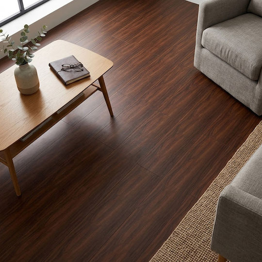 Self-Adhesive Plastic PVC Laminate Flooring 15x91cm Dark Brown 1pc Fd818