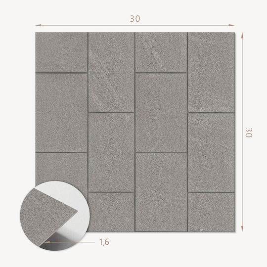 Set Vinyl Kacheln Design Stein Einfacher Installation 9x30x30 cm