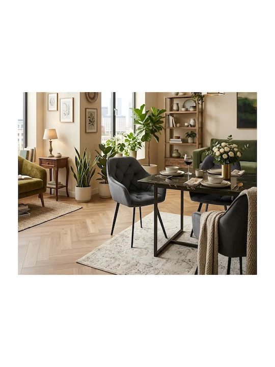 Polihome Ess- und Küchenstühle Metallisch Grau 2Stücke 59x61.5x86.5cm