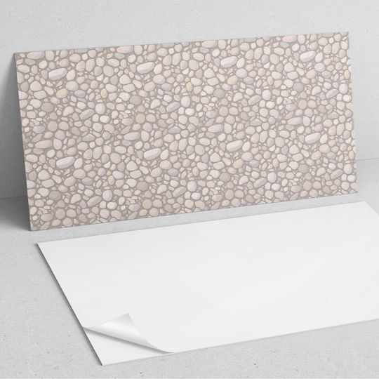 Set Of Vinyl Tiles Living Room Self Adhesive Stone Pattern On Backing 6x60x30 Cm