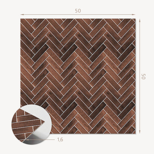 Decorative Tile Graphic Stickers Wooden Herringbone Design 4x50x50 Pc