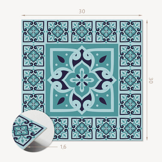 Set Of Vinyl Tiles Floral Pattern Kitchen Living Room 9x30x30 Cm