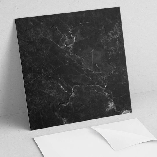 Set of Vinyl Tiles Bedroom Pattern Marble Veins 4x50x50 Pcs