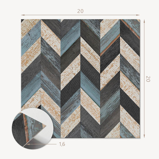 Set Wandsticker Vinyl Design Zickzack Holz 20x20x20 cm
