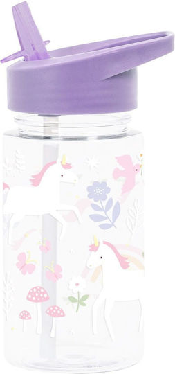 A Little Lovely Company Kids Water Bottle Set Made of Tritan Plastic Unicorns Thermos with Straw Non Spill Tritan 450ml