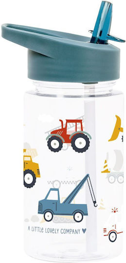 A Little Lovely Company Kids Water Bottle Set Made of Tritan Plastic Thermos with Straw Non Spill Tritan 450ml