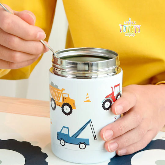 A Little Lovely Company Kids Water Bottle Set Made of Tritan Plastic Thermos with Straw Non Spill Tritan 450ml