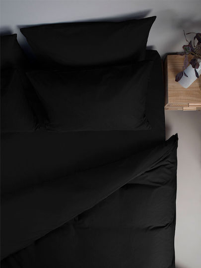 Sunshine Menta Подредба Чаршафи Двойни с Еластична Лента 150x200+30см Черни 4 Бройки