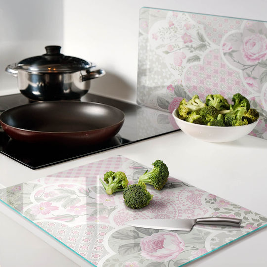 Tulup Set Module Tocătoare De Bucătărie Din Sticlă Roz 52x40cm 2 Bucăți