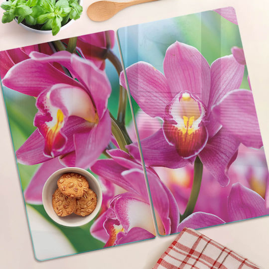 Tulup Set Glass Chopping Surface Pink 52x30cm 2 Pieces