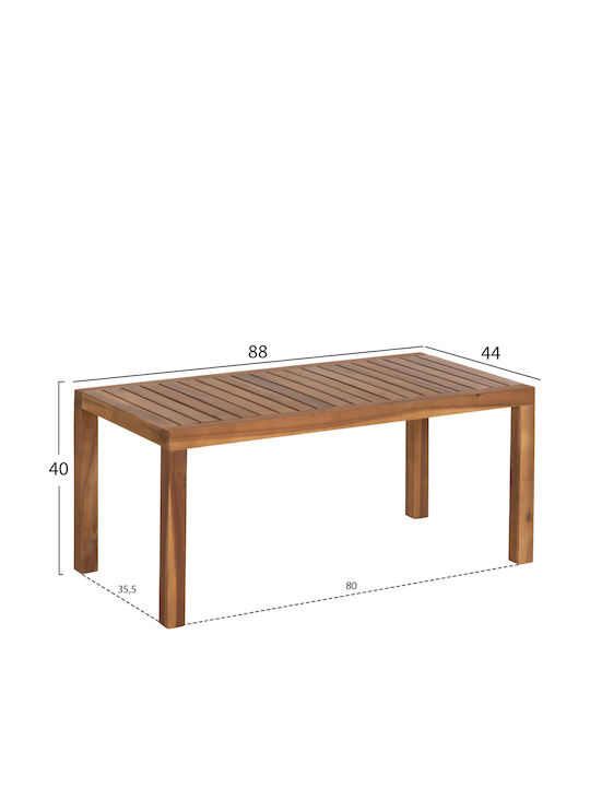 Wooden Sitting Room Table for Small Outdoor Spaces Kirby Natural 88x44x40cm