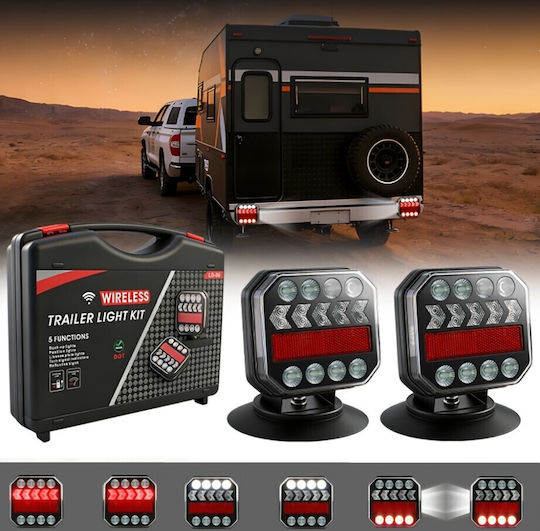 Roza Ld-06 Wireless Magnetic LED Trailer Lights 12-24V IP67 Rechargeable USB-C Wireless Trailer Light Kit Trailer Caravan & RV